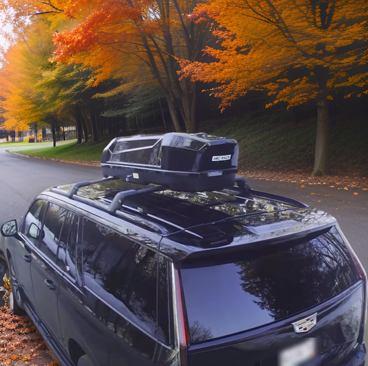 Cadillac SUV with Arc Rack Alpine Cargo Box