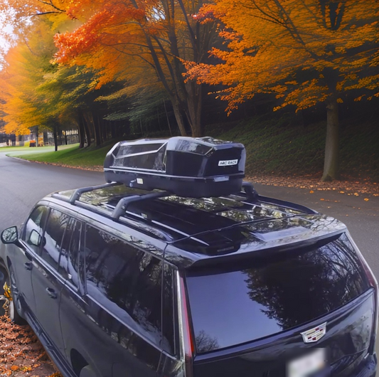 Cadillac SUV with Arc Rack Alpine Cargo Box 