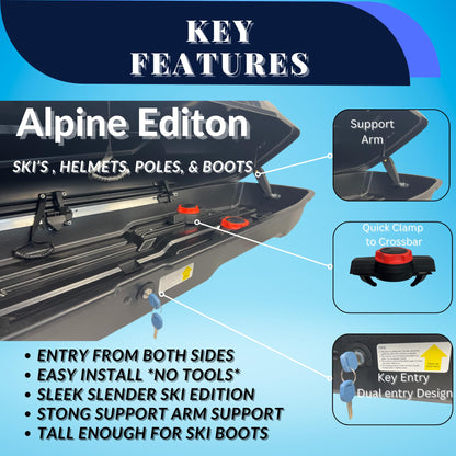 Cargo Carrier, Hard Shell Alpine Edition, Cargo Box, Dual Side Opening, Water Proof Design, No Tools Required, Quick & Easy Install and Uninstall, Compatible with Most Cross Bars.